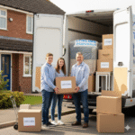 A Stirling family loading moving boxes into a removals van, showing how Locked Self Storage Alloa provides secure and flexible self storage near Stirling.